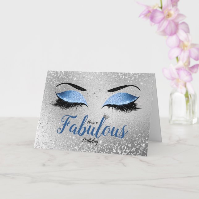 Ocean  Blue Fabulous Glitter Öga Standard Kort (Orkide)