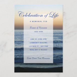 Ocean Blue Firande of Life Memorial-inbjudan Inbjudningar