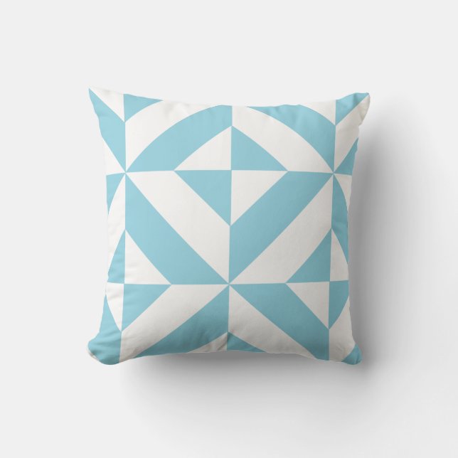 Ocean Blue Geometric Deco Cube Mönster Kudde (Framsida)