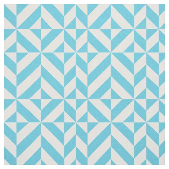 Ocean Blue Geometric Deco Cube Mönster Tyg (Provkarta)