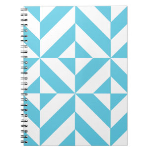 Ocean Blue Geometric Deco Mönster Anteckningsbok