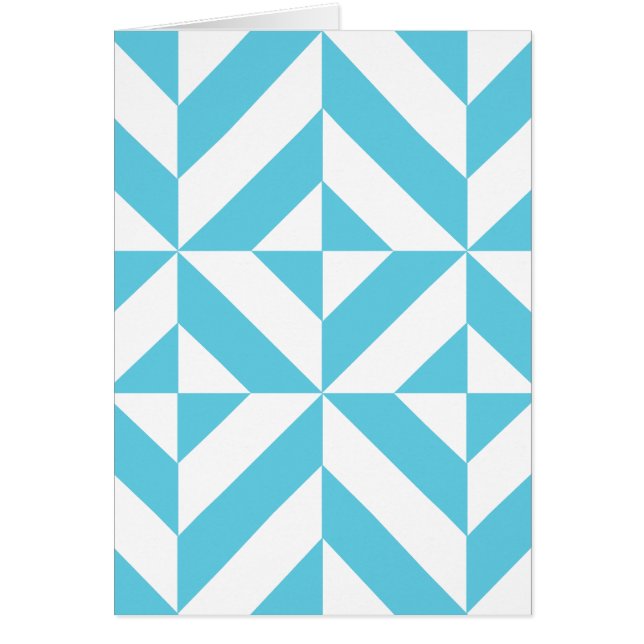 Ocean Blue Geometric Deco Mönster Hälsningskort (Framsidan)
