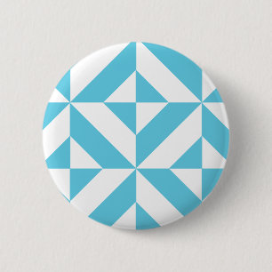 Ocean Blue Geometric Deco Mönster Knapp