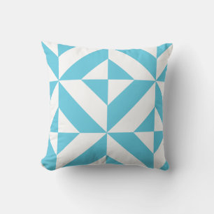 Ocean Blue Geometric Deco Mönster Kudde