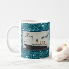 Ocean Blue Glitter Titanic Personlig Girly Kaffemugg