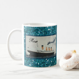 Ocean Blue Glitter Titanic Personlig Girly Kaffemugg