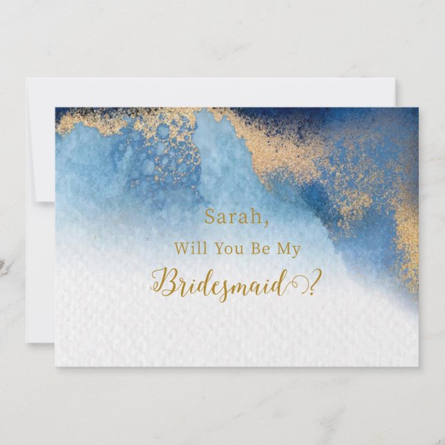 Ocean Blue Golden kommer du bli min bridesmaid Inbjudningar (Framsida)