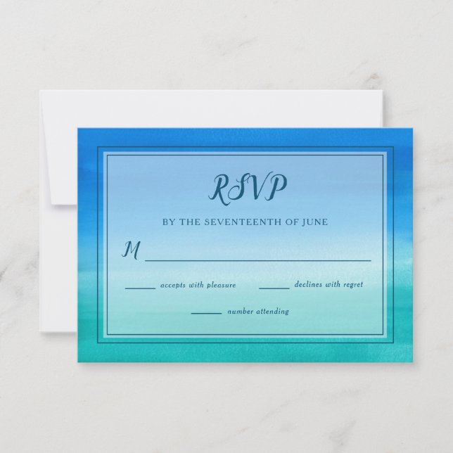 Ocean Blue Grönt Beach Wedding OSA kort (Framsida)