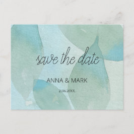 Ocean Blue Grönt Watercolor Transparent original Helg Vykort