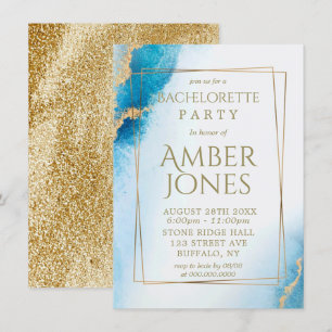 Ocean Blue Guld Agate Bachelorette Party-Inbjudnin Inbjudningar