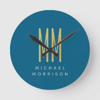 Ocean Blue Guld Monogram Initial Brev Namn