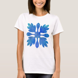 Ocean Blue Hawaiian Quilt Modern Boho Island Vibes T Shirt