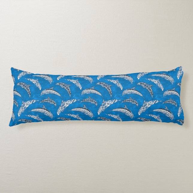 Ocean Blue Hawaiianska Tribal Delfiner Kroppskudde (Framsidan)