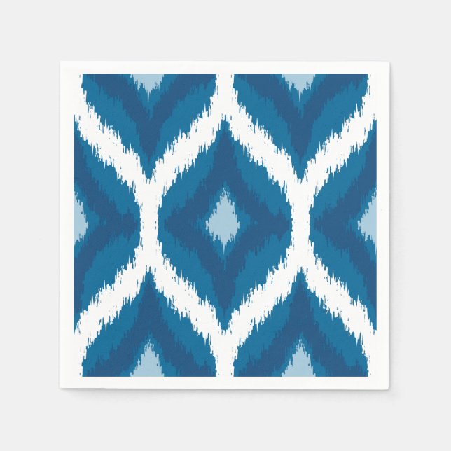 Ocean Blue Ikat Modern Ethnic Geometric Print Pappersservett (Framsidan)