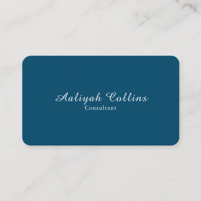 Ocean Blue Linen Minimalist Professionell Modern Visitkort (Framsida)
