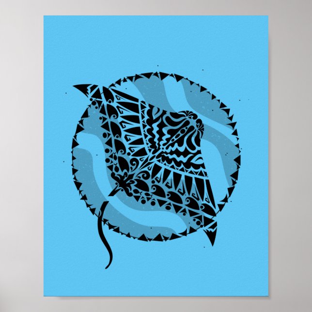 Ocean Blue Manta Ray Poster (Framsidan)