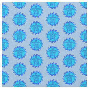 Ocean Blue Maori Sol Tribal Turtles Tyg