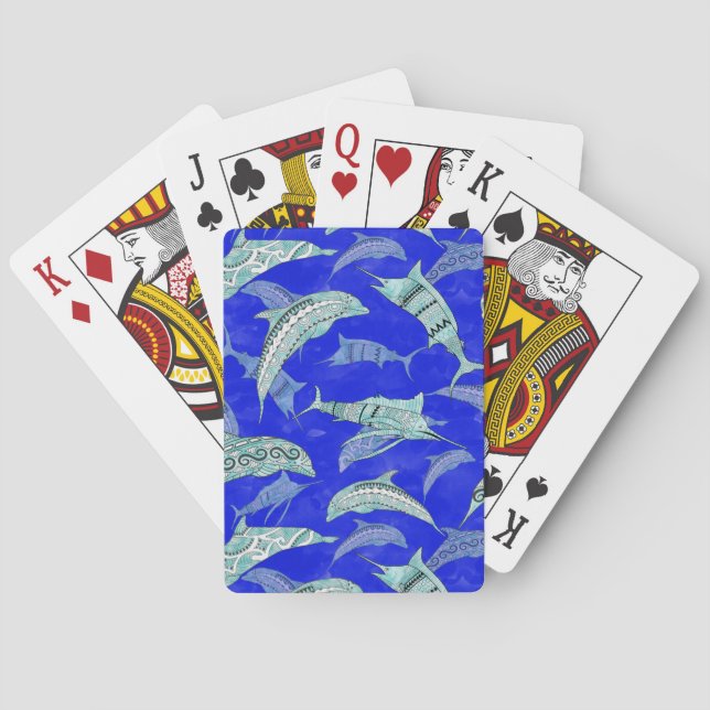 Ocean Blue Marine Animals Dolphins Marlins Casinokort (Baksidan)