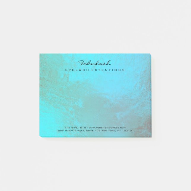Ocean Blue Metallic Namn Webben Telefonnummer Post-it Block (Framsida)