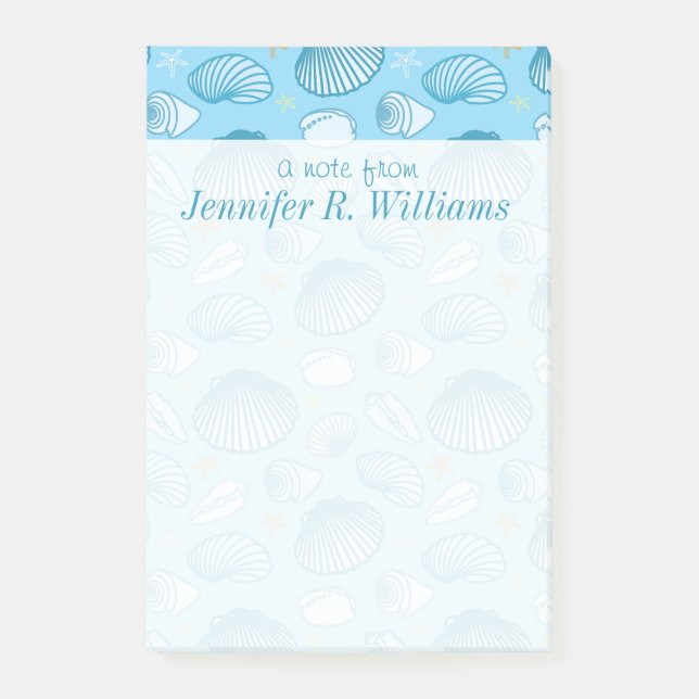 Ocean Blue Mönster| Lägg till ditt namn Post-it Block (Framsida)