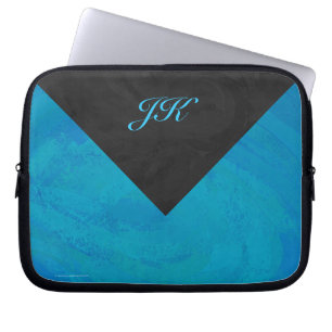 Ocean Blue och Black Monogram Laptop Fodral