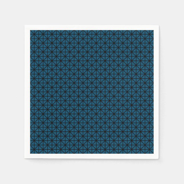 Ocean Blue och Black Squares Mönster Pappersservett (Framsidan)