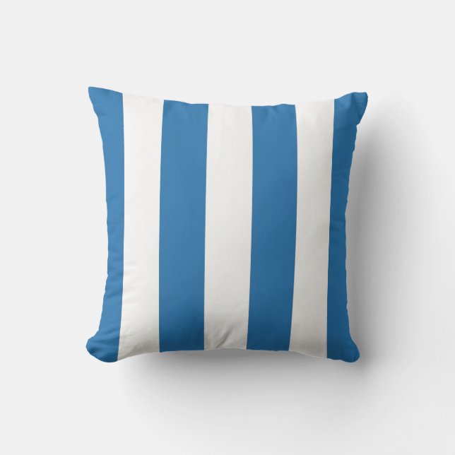 Ocean Blue och White Stripe Kudde (Framsida)