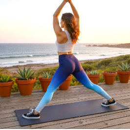Ocean Blue Ombre Gradient Workout Leggings