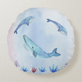 Ocean Blue Pillow Rund Kudde