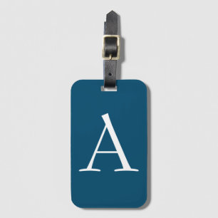 Ocean Blue Plain Elegant Modern Monogram Initial Bagagebricka