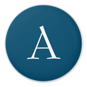 Ocean Blue Plain Elegant Modern Monogram Initial Knopp