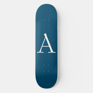 Ocean Blue Plain Elegant Modern Monogram Initial Mini Skateboard Bräda 18,5 Cm
