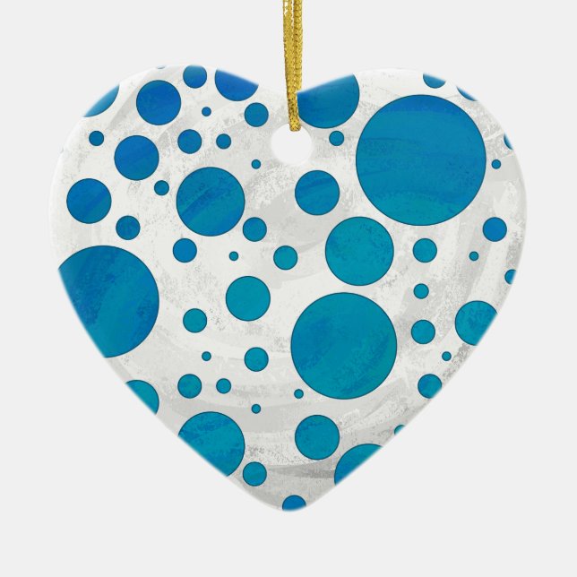 Ocean Blue Polka dots Julgransprydnad Keramik (Framsidan)