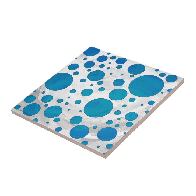 Ocean Blue Polka dots Kakelplatta (Sidan)