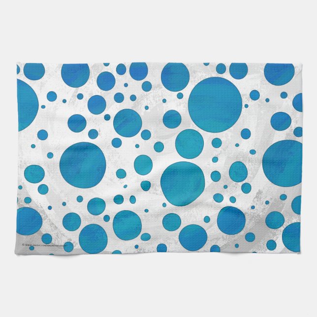 Ocean Blue Polka dots Kökshandduk (Horisontell)