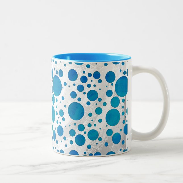 Ocean Blue Polka dots Två-Tonad Mugg (Höger)