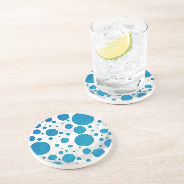 Ocean Blue Polka dots Underlägg Sandsten (Sidan)