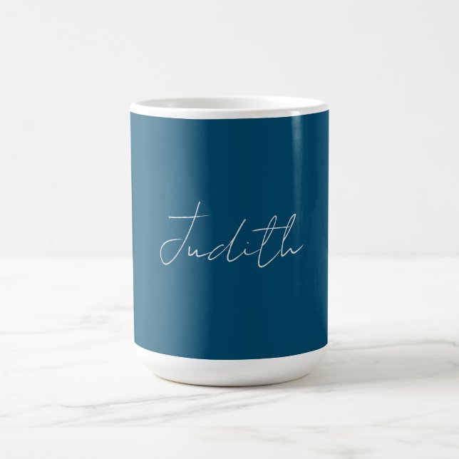 Ocean Blue Professionell Calligraphy Add Namn Kaffemugg (Center)