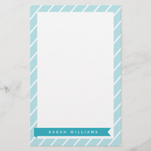 Ocean Blue Rand Mönster Stationery Brevpapper