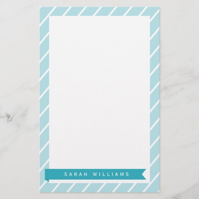 Ocean Blue Rand Mönster Stationery Brevpapper (Framsida)