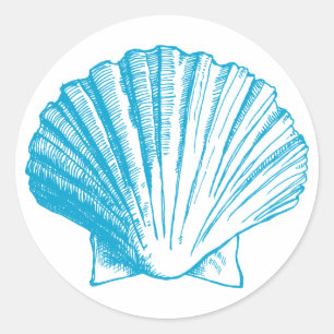 Ocean Blue Sea Snäcka Sticker Runt Klistermärke