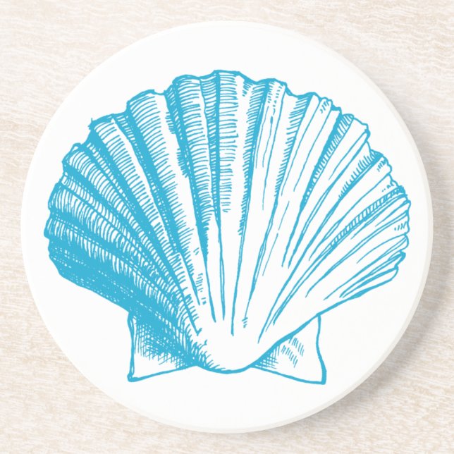 Ocean Blue Seashell Underlägg (Framsidan)