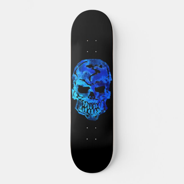 Ocean Blue Skull Mini Skateboard Bräda 18,5 Cm (Framsida)