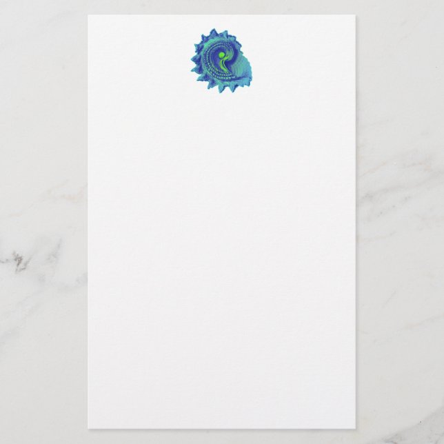 Ocean Blue Spiral Sea Snäcka Stationery Brevpapper (Framsida)