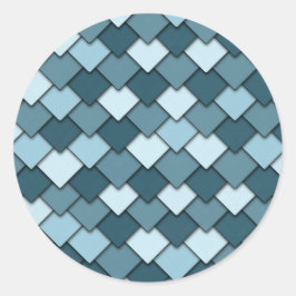 Ocean Blue Square och Diamond Mönster Runt Klistermärke