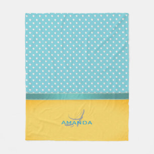 Ocean Blue, Sunny Beach, Silver Hearts Monogram Fleecefilt