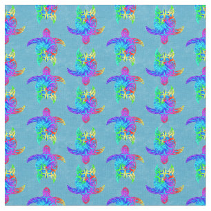 Ocean Blue Tie Dye Island Tribal Turtles Tyg