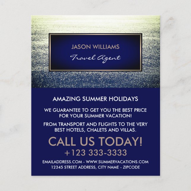 Ocean Blue, Travel Agent Reklam Flyer (Framsidan)