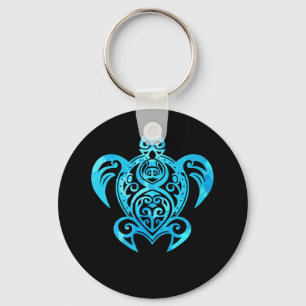 Ocean Blue Tribal Hawaiian Sea Turtle Nyckelring