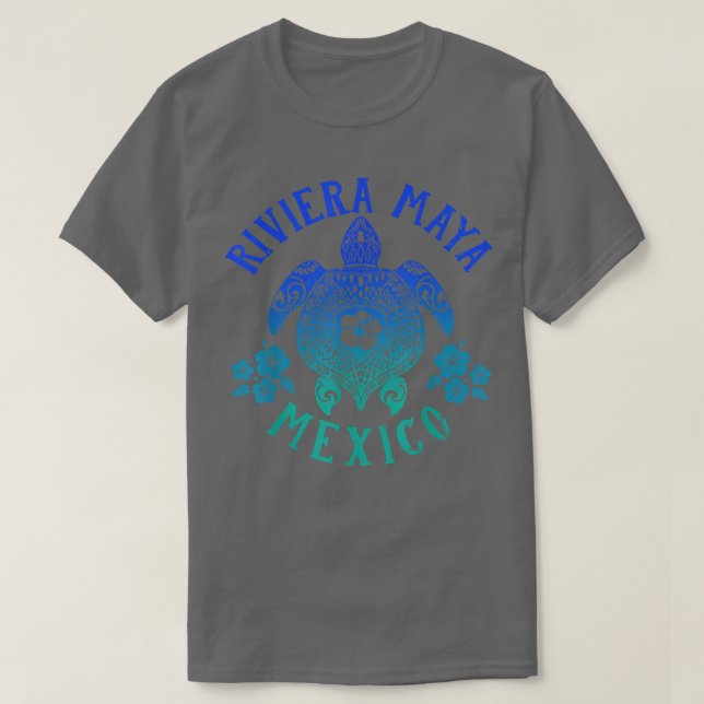 Ocean Blue Tribal Riviera Maya Sea Turtle V T Shirt (Design framsida)